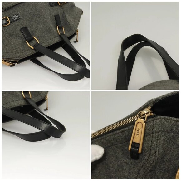 SAINT LAURENT Downtown Tote Bag Wool Leather Gray 175884 Auth 130161 - Picture 16 of 16